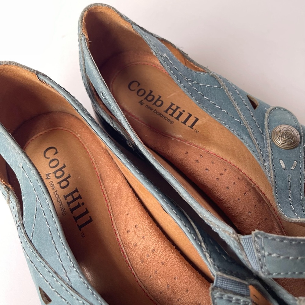 Cobb Hill New Balance Teal Suede Criss Cross Mary Janes Velcro Strap Sandals - Picture 9 of 10